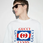Cotton Jersey T- Shirt With Prints – presented in white cotton jersey, this T-shirt is defined by a Interlocking G print – LUX VERSE Luxury Designer Fashion Outlet