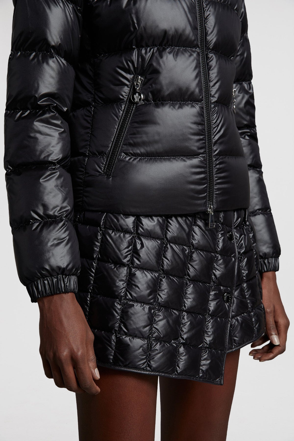 Gles Short Down Jacket – crafted from longue saison Longue saison lining Down-filled Hood Inner front flap – LUX VERSE Luxury Designer Fashion Outlet