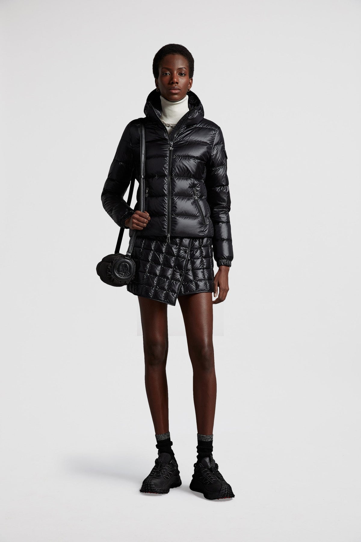 Gles Short Down Jacket – crafted from longue saison Longue saison lining Down-filled Hood Inner front flap – LUX VERSE Luxury Designer Fashion Outlet