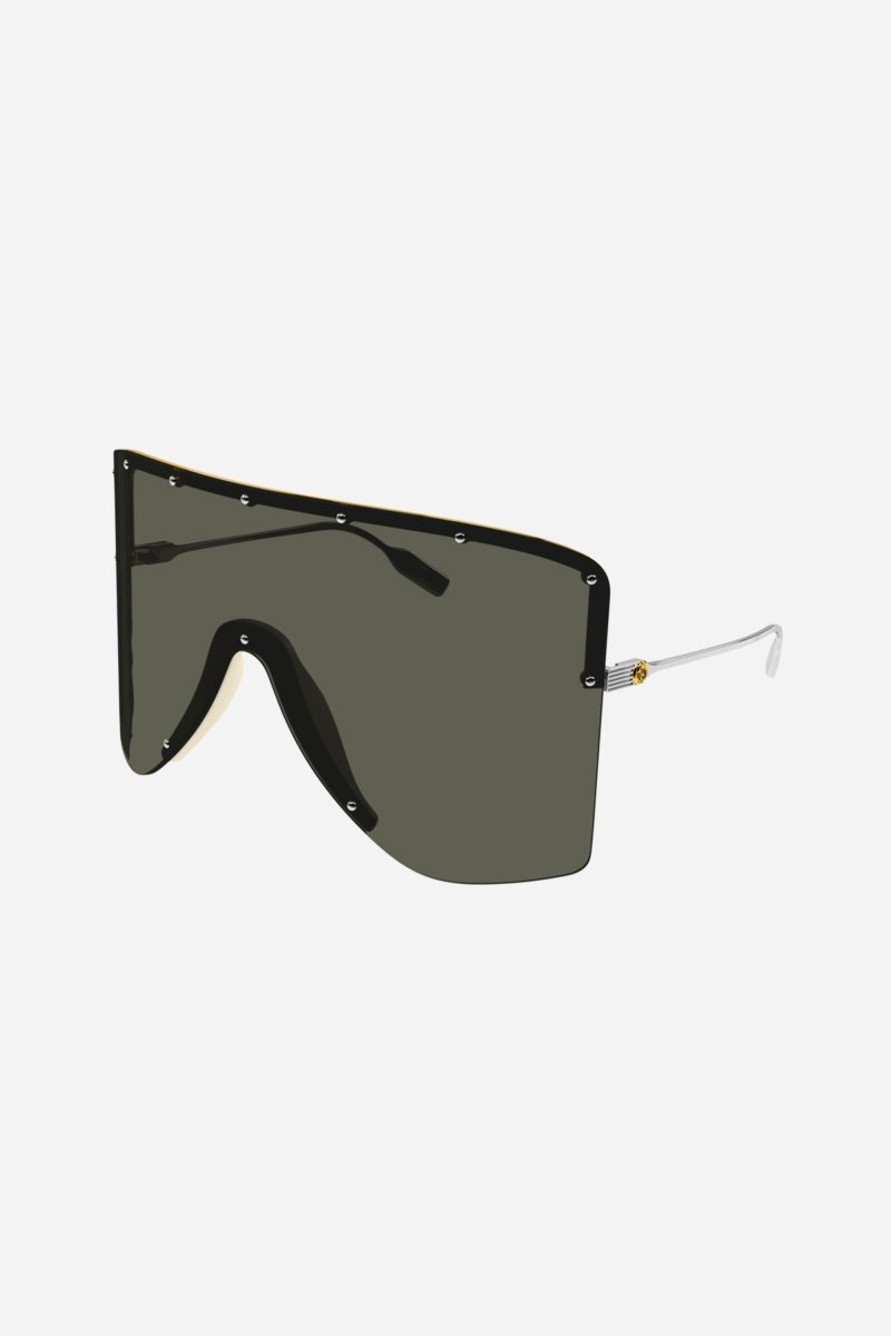 Black bold 80s inspired mask sunglasses – the bold spirit of the 80's inspired this masculine style conceived for a man – LUX VERSE Luxury Designer Fashion Outlet