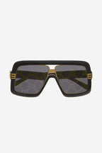 Black bold 80s inspired sunglasses – the bold spirit of the 80's inspired this masculine style conceived for a man – LUX VERSE Luxury Designer Fashion Outlet