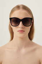 Black cat-eye sunglasses – iconic GG mini running logo on both straight temples – LUX VERSE Luxury Designer Fashion Outlet