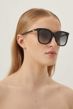 Black cat-eye sunglasses – super feminine and easy-to-wear soft cat-eye shape in full acetate – LUX VERSE Luxury Designer Fashion Outlet