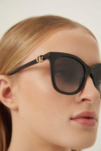 Black cat-eye sunglasses – comfortable flat end tips – LUX VERSE Luxury Designer Fashion Outlet
