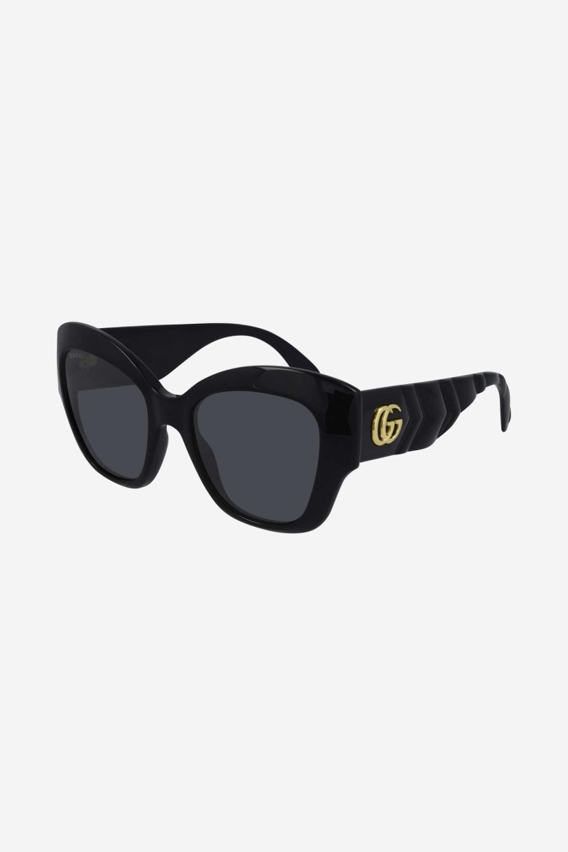Black cat-eye sunglasses with matalasse temple – this elegant and sophisticated black almond shape style is distinguished – LUX VERSE Luxury Designer Fashion Outlet