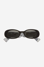Black oval sunglasses – the temple tips end with a perforeted end tip – LUX VERSE Luxury Designer Fashion Outlet