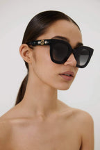 Cat-eye femenine star sunglasses – oversize rectangular shape enriched with a bold acetate rim and prominent – LUX VERSE Luxury Designer Fashion Outlet