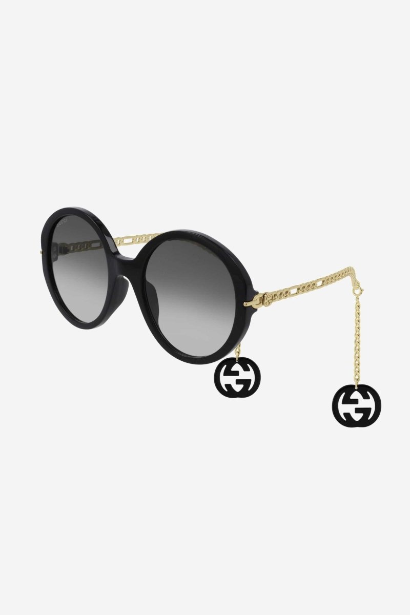 Chain black round acetate sunglasses – new extravagant story fully expressing creative mood and in-line – LUX VERSE Luxury Designer Fashion Outlet