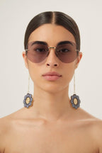 Chain gold round sunglasses with charms – new extravagant story fully expressing creative mood and in-line – LUX VERSE Luxury Designer Fashion Outlet