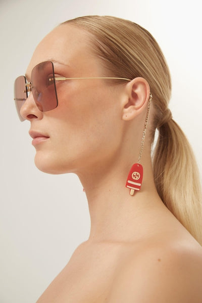 Gucci chain gold squared sunglasses with charms - LUX VERSE - Luxury designer fashion outlet