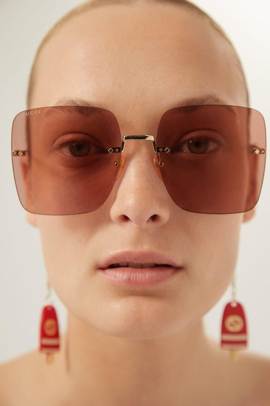 Gucci chain gold squared sunglasses with charms - LUX VERSE - Luxury designer fashion outlet