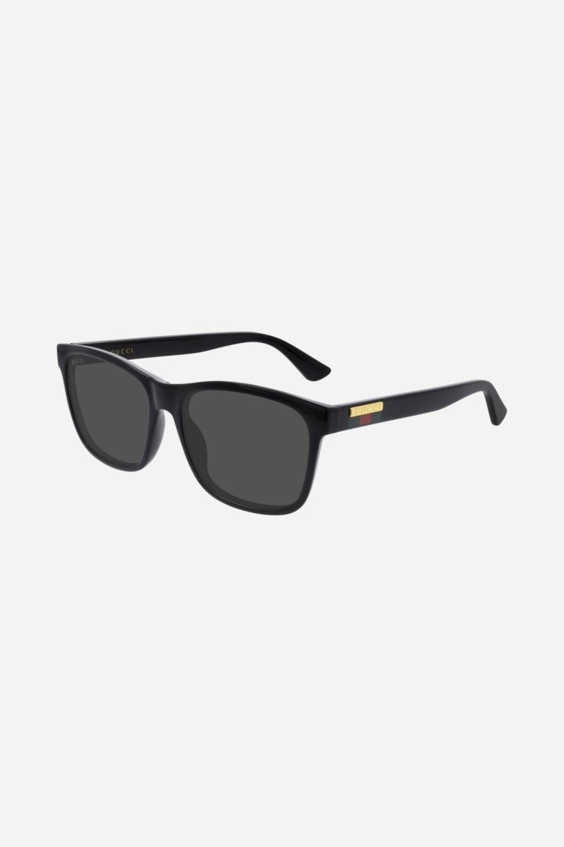 Classic black rectangular men sunglasses – classic style featuring iconic red and blue on temple with a logo – LUX VERSE Luxury Designer Fashion Outlet