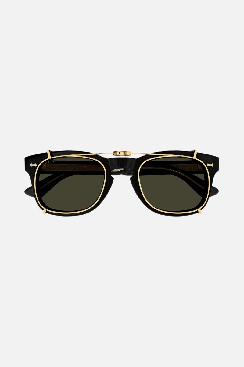 Clip on black sunglasses – iconic rivets on front and temples – LUX VERSE Luxury Designer Fashion Outlet