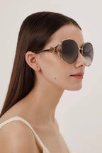 Extra round femenine metal sunglasses – urban inspired look for a glamorous and feminine style – LUX VERSE Luxury Designer Fashion Outlet