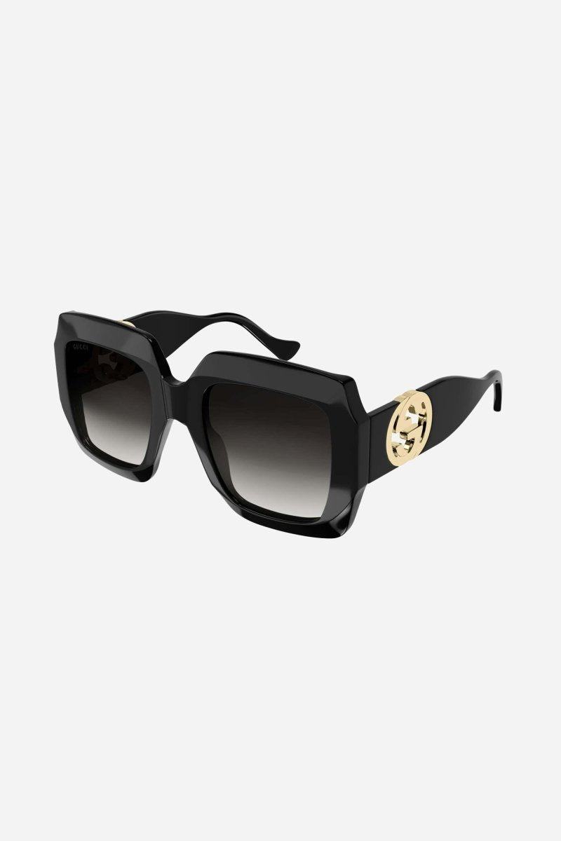 Femenine black sunglasses with integrated GG logo – the GG interlocking logo now becomes functional, its shape is made up of filled – LUX VERSE Luxury Designer Fashion Outlet