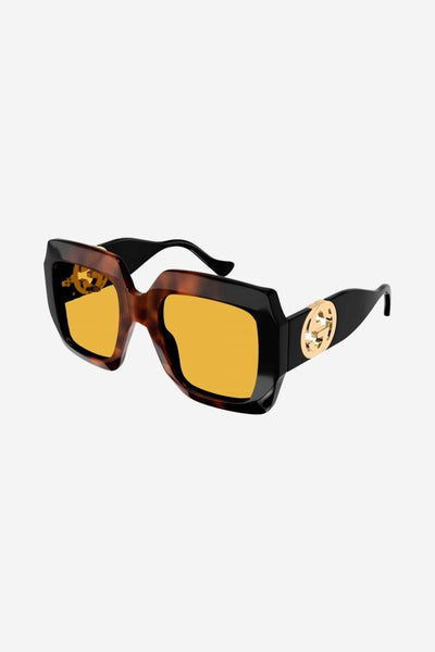 Gucci femenine havana sunglasses with integrated GG logo - LUX VERSE - Luxury designer fashion outlet