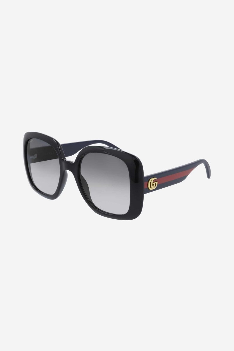 Femenine oversized sunglasses with blue and red web – easy to wear sunglasses with black front and red&blue web on the temple – LUX VERSE Luxury Designer Fashion Outlet