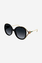 Fork acetate black sunglasses – full metal oversize round shape – LUX VERSE Luxury Designer Fashion Outlet