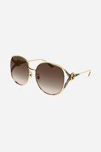 Fork metal brown sunglasses – full metal oversize round shape – LUX VERSE Luxury Designer Fashion Outlet