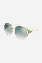Fork metal green sunglasses – full metal oversize round shape – LUX VERSE Luxury Designer Fashion Outlet