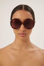 GG1256s oversized round havana GG sunglasses – metal GG Interlocking logo on both temples – LUX VERSE Luxury Designer Fashion Outlet