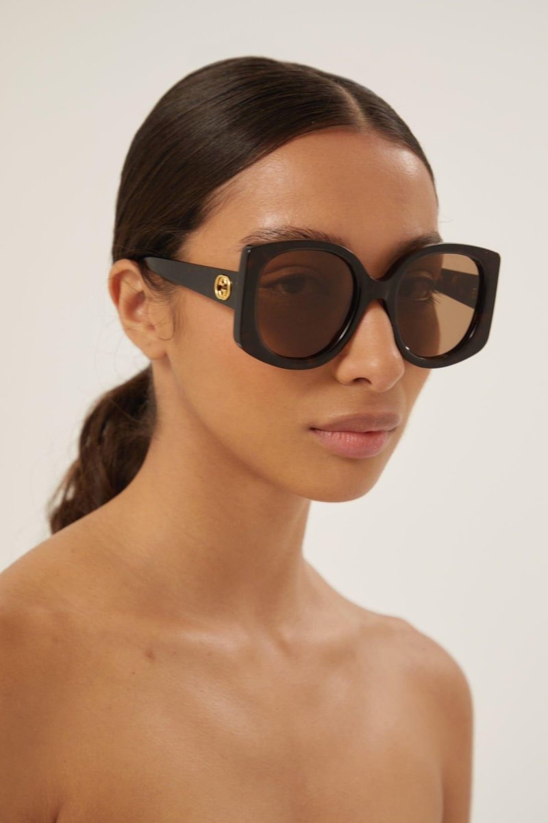 GG1257s oversized butterfly havana GG sunglasses – full acetate style with bold volumes – LUX VERSE Luxury Designer Fashion Outlet