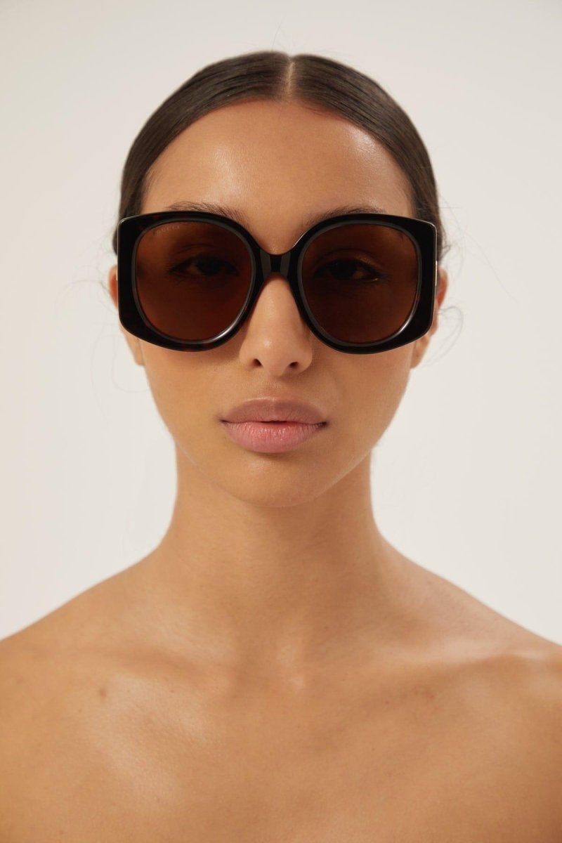 GG1257s oversized butterfly havana GG sunglasses – metal GG Interlocking logo on both temples – LUX VERSE Luxury Designer Fashion Outlet