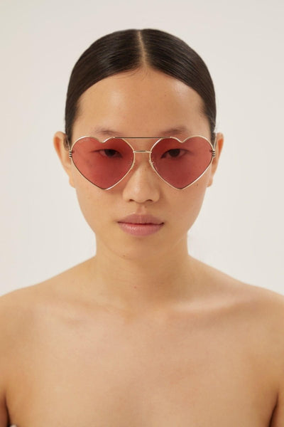 Gucci GG1283s metal heart shape sunglasses with pink lenses - LUX VERSE - Luxury designer fashion outlet