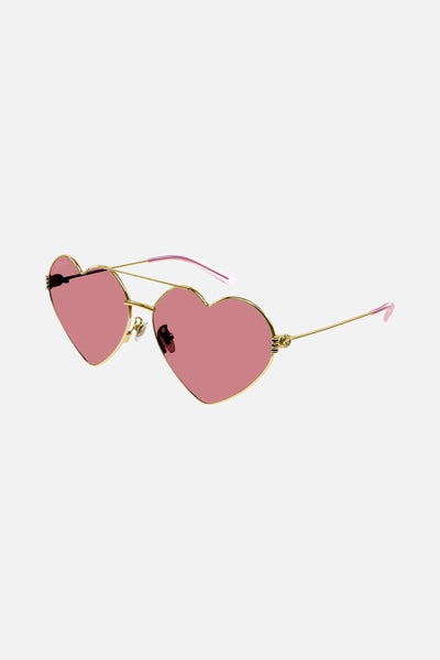 Gucci GG1283s metal heart shape sunglasses with pink lenses - LUX VERSE - Luxury designer fashion outlet