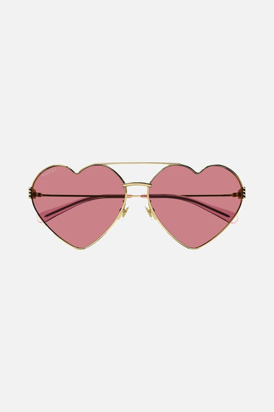 Gucci GG1283s metal heart shape sunglasses with pink lenses - LUX VERSE - Luxury designer fashion outlet