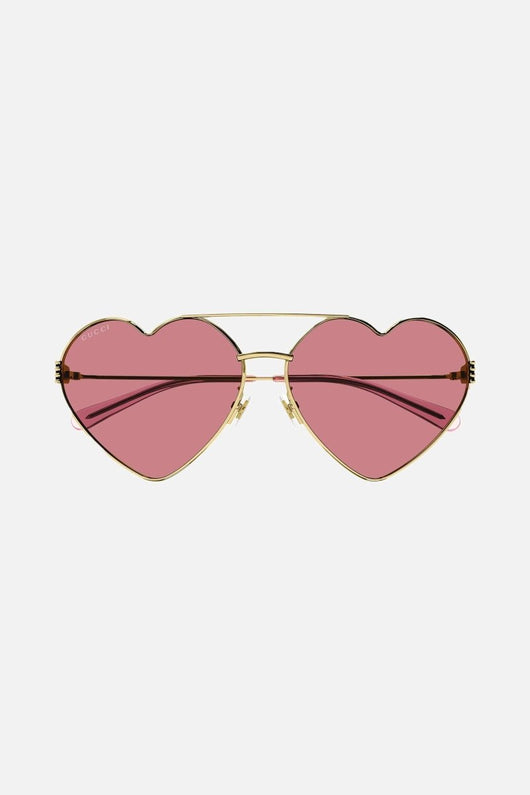 Gucci GG1283s metal heart shape sunglasses with pink lenses - LUX VERSE - Luxury designer fashion outlet