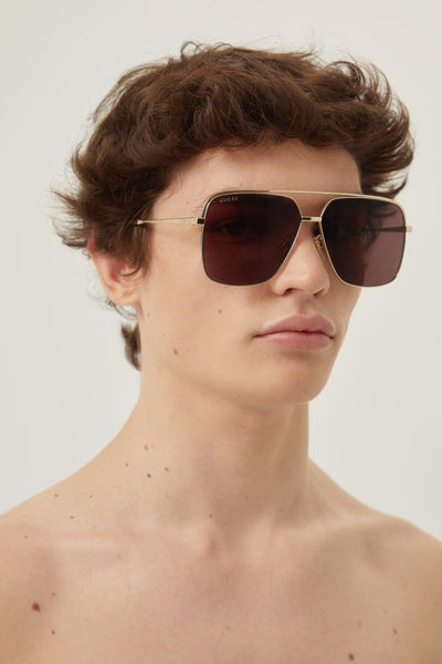 Gucci gold metal squared sunglasses - LUX VERSE - Luxury designer fashion outlet