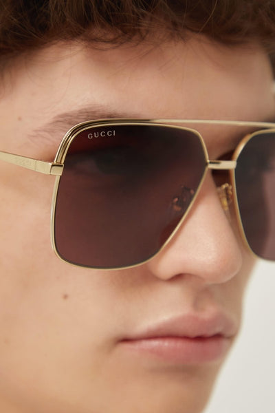 Gucci gold metal squared sunglasses - LUX VERSE - Luxury designer fashion outlet