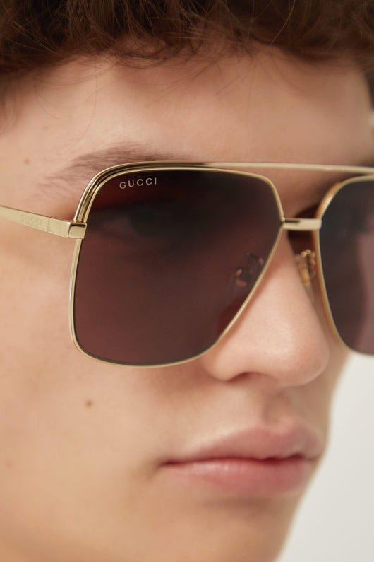 Gucci gold metal squared sunglasses - LUX VERSE - Luxury designer fashion outlet