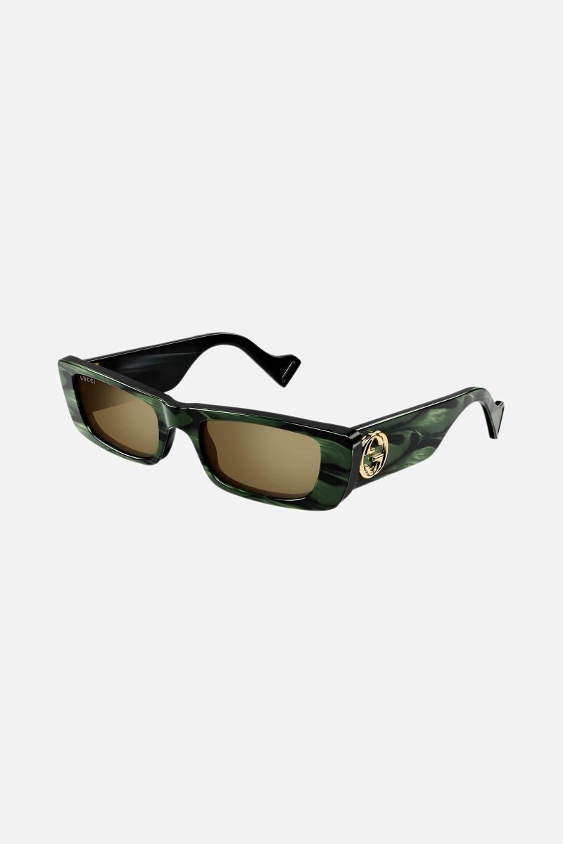 Green rectangular sunglasses – vintage inspired extreme oval bold acetate shape that contast with giant Gold – LUX VERSE Luxury Designer Fashion Outlet
