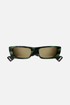 Green rectangular sunglasses – the temple tips end with a perforeted end tip – LUX VERSE Luxury Designer Fashion Outlet