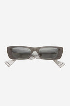Grey rectangular female sunglasses – vintage inspired extreme oval bold acetate shape that contast with giant Gold – LUX VERSE Luxury Designer Fashion Outlet