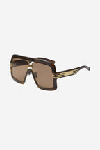 Havana bold 80s inspired sunglasses – the oversize havana flat top mask distinguished by a bold metal structure is – LUX VERSE Luxury Designer Fashion Outlet