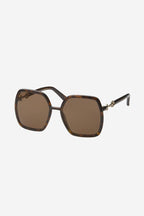 Hexagonal havana sunglasses with horsebit detail – for the first time, the iconic Horsebit, is interpreted in the Eyewear – LUX VERSE Luxury Designer Fashion Outlet
