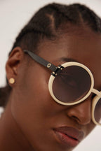 Ivory round shape sunglasses – this round shape is characterized by the GG interlocking logo on both temples – LUX VERSE Luxury Designer Fashion Outlet