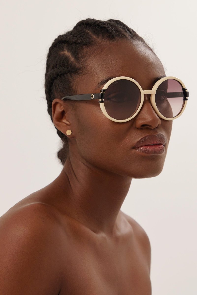 Ivory round shape sunglasses – this is a new interpretation of the web for a classic and sophisticated woman – LUX VERSE Luxury Designer Fashion Outlet