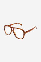Light havana pilot with double bridge frame – unique collection of sophisticated acetate styles inspired by the shapes worn – LUX VERSE Luxury Designer Fashion Outlet