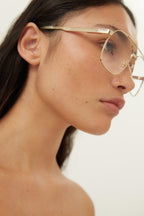 Metal aviator gold frame – a 90s vintage twist characterizes this full metal pilot shape with web detail on – LUX VERSE Luxury Designer Fashion Outlet