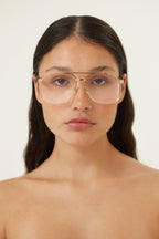Metal aviator gold frame – a 90s vintage twist characterizes this full metal pilot shape with web detail on – LUX VERSE Luxury Designer Fashion Outlet