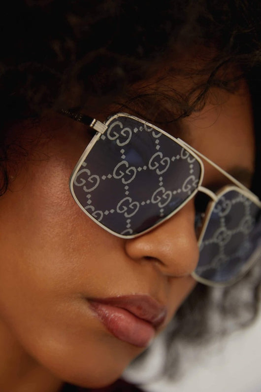 Gucci metal UNISEX caravan with all over GG logo in blue lenses - LUX VERSE - Luxury designer fashion outlet