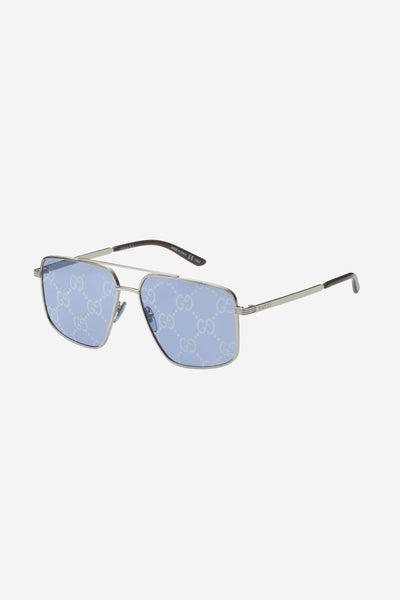 Gucci metal UNISEX caravan with all over GG logo in blue lenses - LUX VERSE - Luxury designer fashion outlet