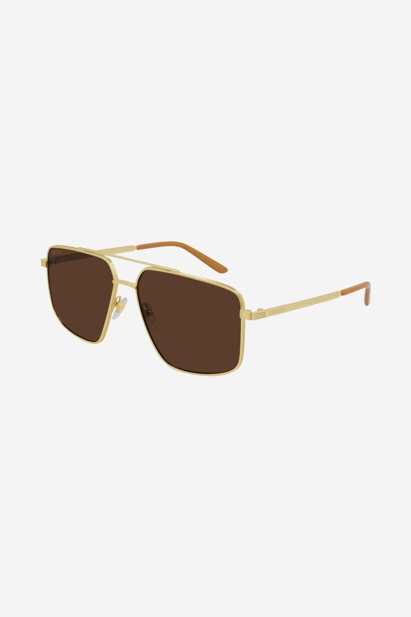Metal UNISEX gold caravan with brown lenses – style dedicated to all the lovers: vintage inspired metal masculine – LUX VERSE Luxury Designer Fashion Outlet