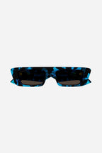 Micro flat top blue sunglasses – Lettering logo on temples – LUX VERSE Luxury Designer Fashion Outlet