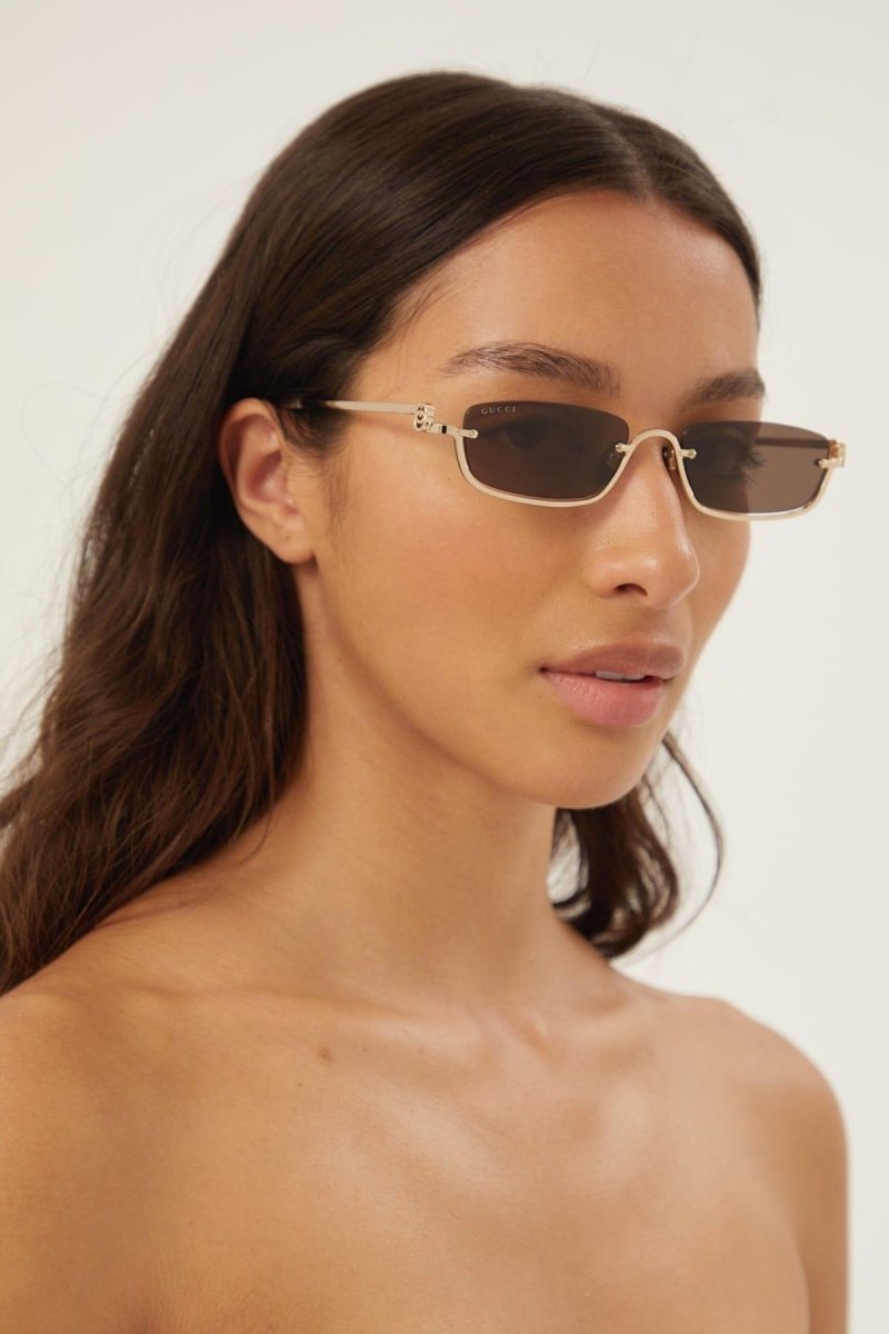 Micro metal sunglasses – half rim construction – LUX VERSE Luxury Designer Fashion Outlet