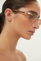 Micro metal sunglasses with logo all over – the rectangular narrow rimless shape comes with sophisticated temples that are – LUX VERSE Luxury Designer Fashion Outlet